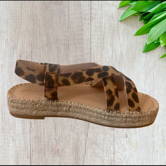 Madewell The Malia Espadrille Sandal Leopard Print Calf Hair Size 8 - Picture 7 of 7